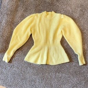 Sweater - Yellow Alpaca Blend Puff Sleeved